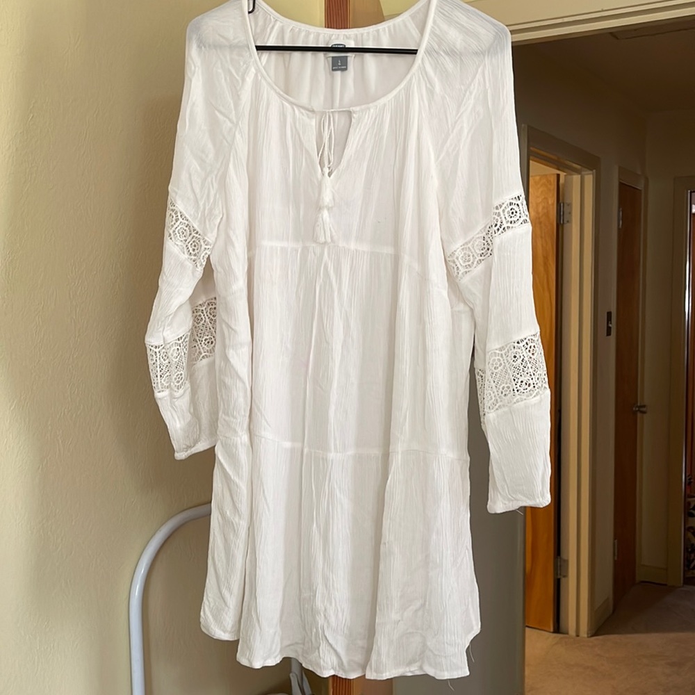Pullover white gauze dress